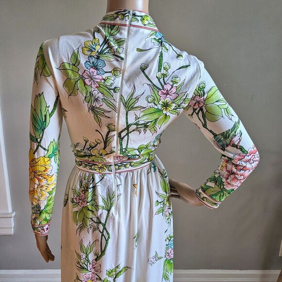 Vintage 70s Maurice Floral Maxi Length Dress Hippie Gown Signature Size M - Picture 6 of 16